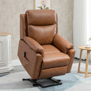 Power Lift Chair Electric Riser Recliner for Elderly, Faux Leather Sofa Lounge Armchair with Remote Control and Side Pocket - Brown