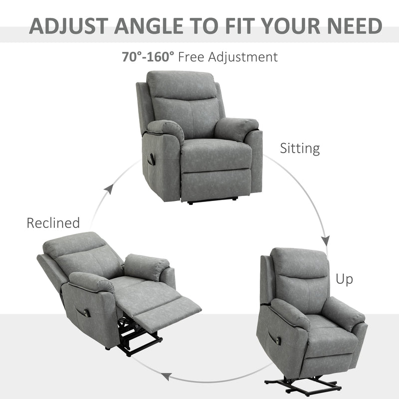 HOMCOM Power Lift Chair Recliner for Elderly, Padded Reclining Chair with  Remote Control, Side Pockets for Living Room