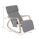 Wooden Rocking Chair Lounge Recliner Relaxing Seat W/Adjustable Footrest & Side Pocket-Grey