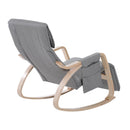 Wooden Rocking Chair Lounge Recliner Relaxing Seat W/Adjustable Footrest & Side Pocket-Grey