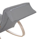 Wooden Rocking Chair Lounge Recliner Relaxing Seat W/Adjustable Footrest & Side Pocket-Grey