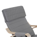 Wooden Rocking Chair Lounge Recliner Relaxing Seat W/Adjustable Footrest & Side Pocket-Grey