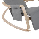 Wooden Rocking Chair Lounge Recliner Relaxing Seat W/Adjustable Footrest & Side Pocket-Grey
