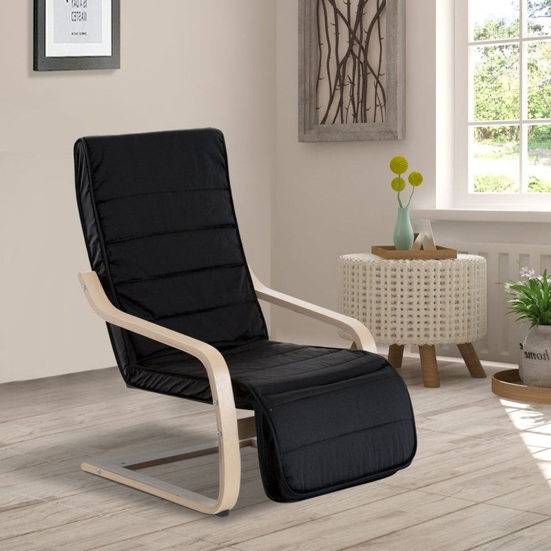 Wooden Recliner Chair-Black