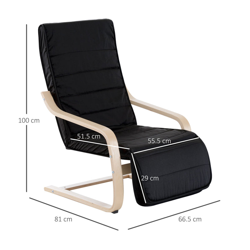 Wooden Recliner Chair-Black