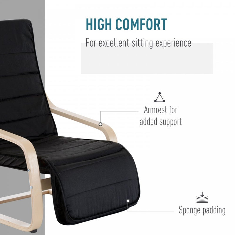 Wooden Recliner Chair-Black