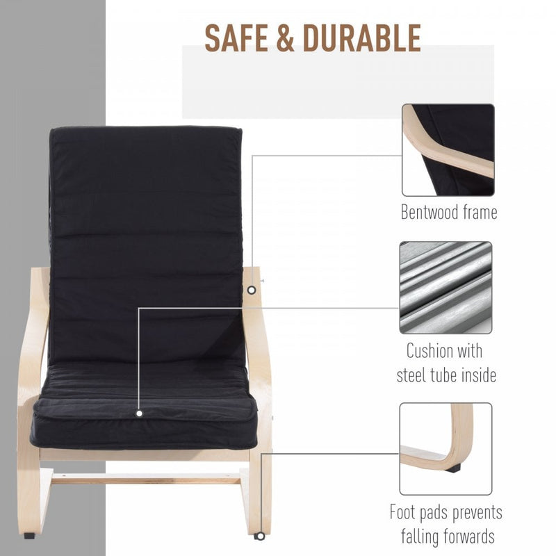 Wooden Recliner Chair-Black