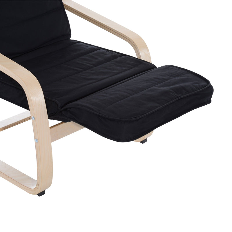Wooden Recliner Chair-Black