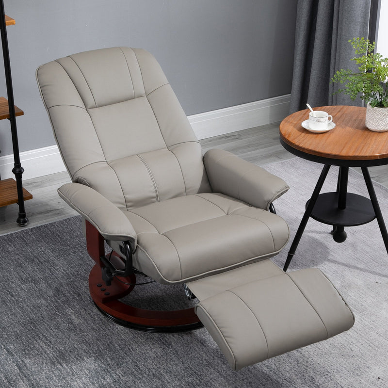 PU Leather Armchair Ergonomic Office Recliner Sofa Chair Plush Lounger Grey