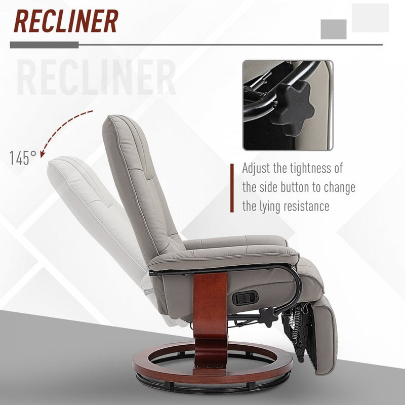 PU Leather Armchair Ergonomic Office Recliner Sofa Chair Plush Lounger Grey