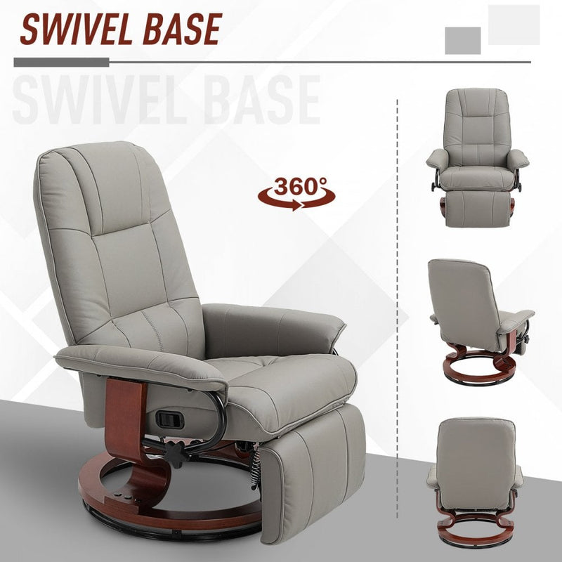 PU Leather Armchair Ergonomic Office Recliner Sofa Chair Plush Lounger Grey