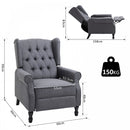 160 Reclining Armchair Single Sofa Chair w/ Retractable Footrest in Linen Deep Grey