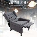 160 Reclining Armchair Single Sofa Chair w/ Retractable Footrest in Linen Deep Grey