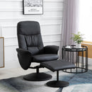Executive Recliner Chair High Back and Footstool Armchair Lounge Seat - Black