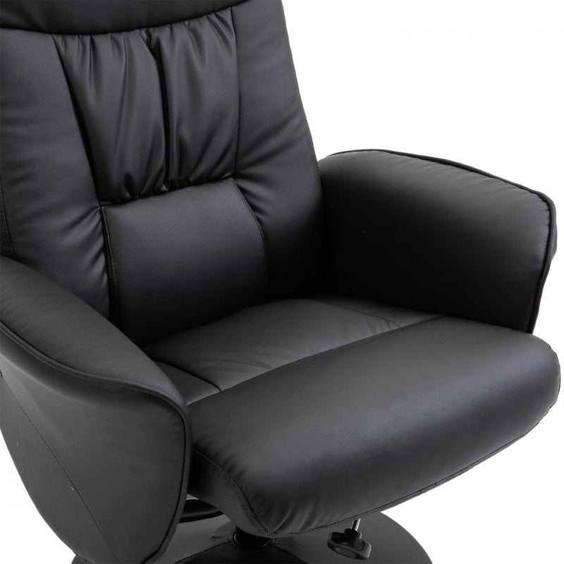 Executive Recliner Chair High Back and Footstool Armchair Lounge Seat - Black