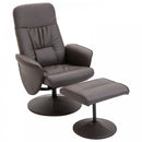 PU Leather Recliner Armchair & Footrest 2 Pcs Duo Set - Brown
