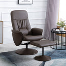 PU Leather Recliner Armchair & Footrest 2 Pcs Duo Set - Brown