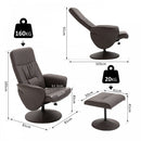 PU Leather Recliner Armchair & Footrest 2 Pcs Duo Set - Brown