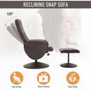 PU Leather Recliner Armchair & Footrest 2 Pcs Duo Set - Brown