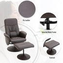 PU Leather Recliner Armchair & Footrest 2 Pcs Duo Set - Brown