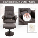 PU Leather Recliner Armchair & Footrest 2 Pcs Duo Set - Brown