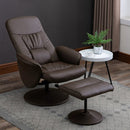 PU Leather Recliner Armchair & Footrest 2 Pcs Duo Set - Brown
