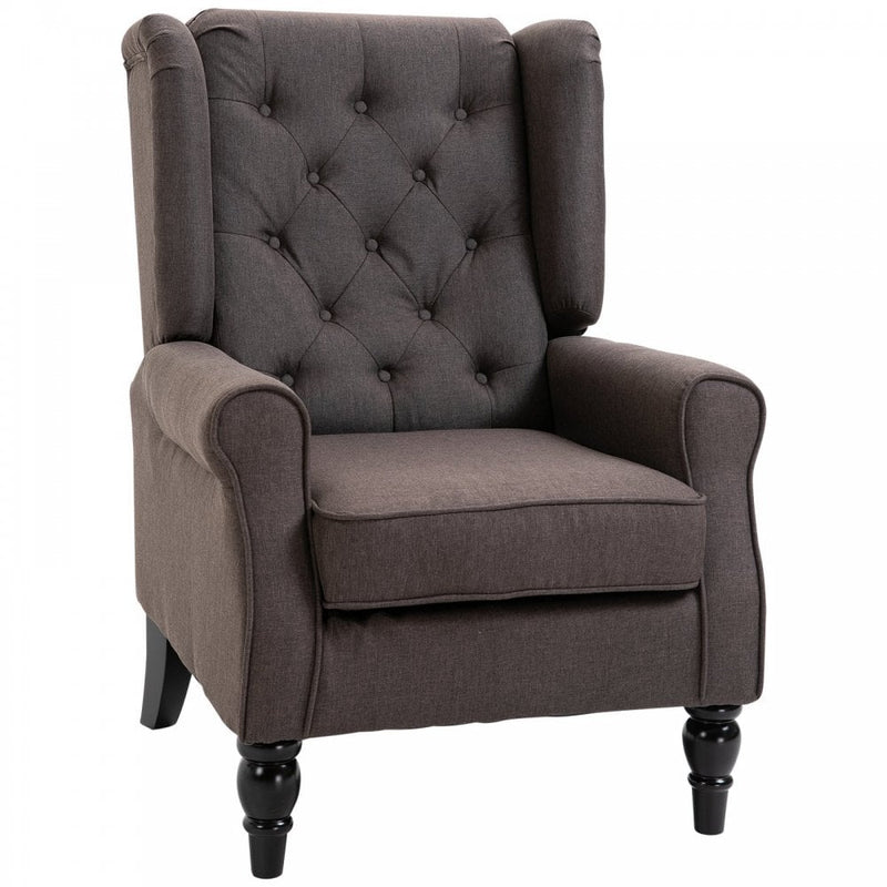 Fabric Tufted Accent Armchair - Brown