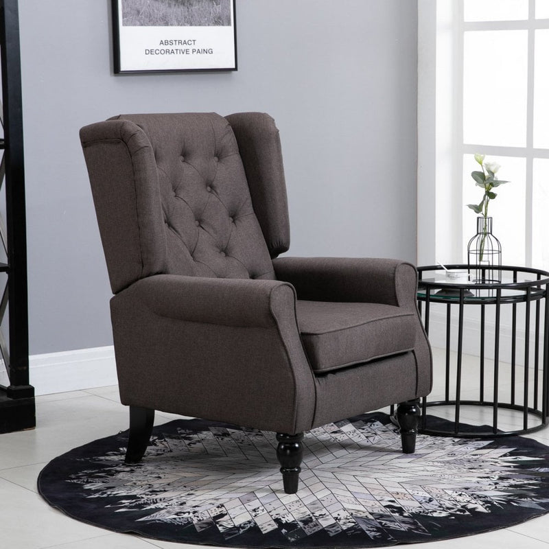 Fabric Tufted Accent Armchair - Brown