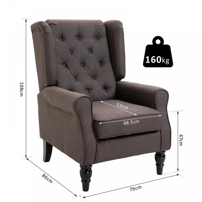 Fabric Tufted Accent Armchair - Brown