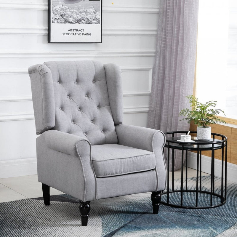 Fabric Tufted Accent Armchair - Grey