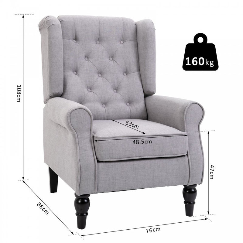 Fabric Tufted Accent Armchair - Grey
