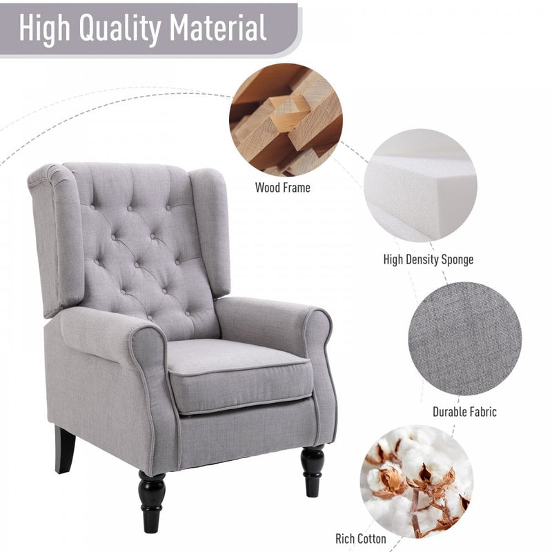 Fabric Tufted Accent Armchair - Grey