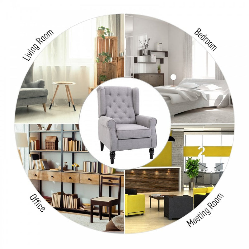 Fabric Tufted Accent Armchair - Grey