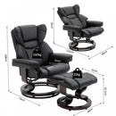 PU Leather Padded Manual Reclining Armchair with Footstool - Black
