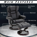 PU Leather Padded Manual Reclining Armchair with Footstool - Black