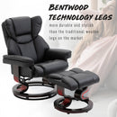 PU Leather Padded Manual Reclining Armchair with Footstool - Black