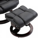 PU Leather Padded Manual Reclining Armchair with Footstool - Black