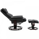 PU Leather Padded Manual Reclining Armchair with Footstool - Black