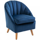 Decadent Single Lounge Chair in Velvet-Look Upholstery w/ Wooden Legs Navy