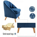 Decadent Single Lounge Chair in Velvet-Look Upholstery w/ Wooden Legs Navy