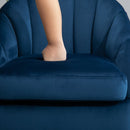 Decadent Single Lounge Chair in Velvet-Look Upholstery w/ Wooden Legs Navy