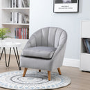 Decadent Single Lounge Chair in Velvet-Look Upholstery w/ Wooden Legs Grey