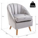 Decadent Single Lounge Chair in Velvet-Look Upholstery w/ Wooden Legs Grey