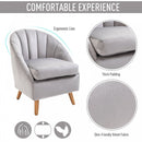 Decadent Single Lounge Chair in Velvet-Look Upholstery w/ Wooden Legs Grey