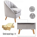 Decadent Single Lounge Chair in Velvet-Look Upholstery w/ Wooden Legs Grey