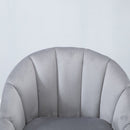 Decadent Single Lounge Chair in Velvet-Look Upholstery w/ Wooden Legs Grey