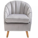 Decadent Single Lounge Chair in Velvet-Look Upholstery w/ Wooden Legs Grey