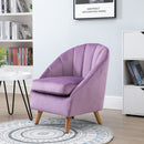 Decadent Single Lounge Chair in Velvet-Look Upholstery w/ Wooden Legs Purple