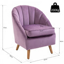 Decadent Single Lounge Chair in Velvet-Look Upholstery w/ Wooden Legs Purple