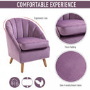 Decadent Single Lounge Chair in Velvet-Look Upholstery w/ Wooden Legs Purple